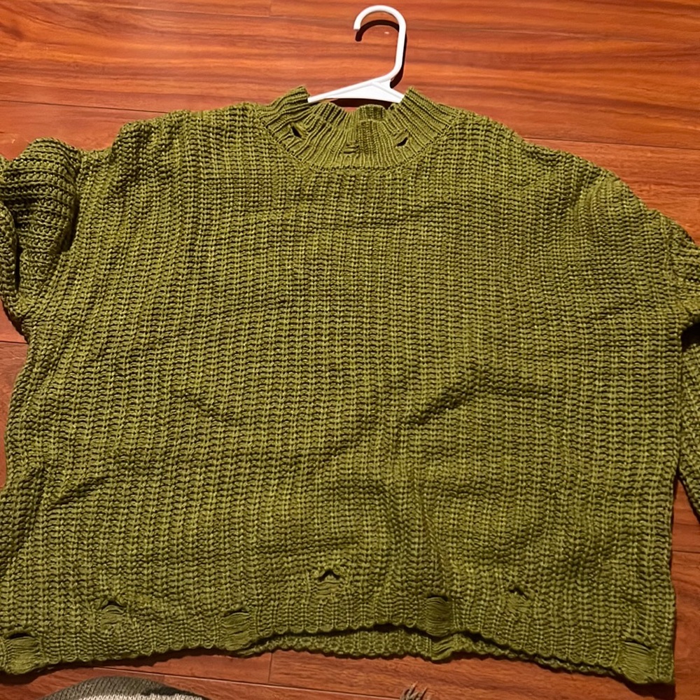 green sweater